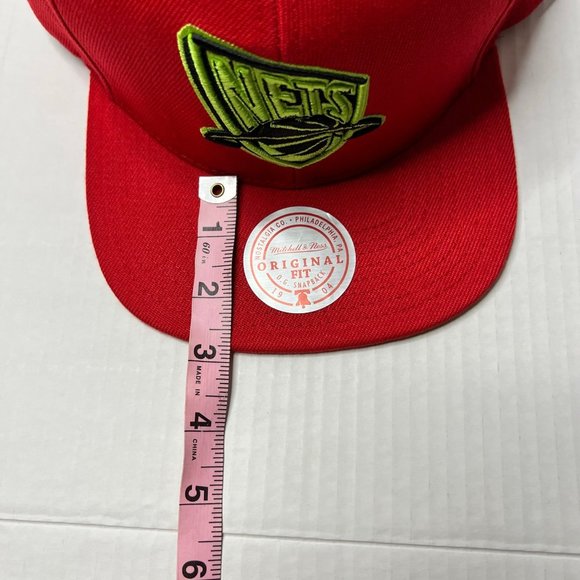 New Brooklyn Nets Mitchell & Ness Hat Reverse Grinch Team Snapback HWC Red Cap - Picture 13 of 16